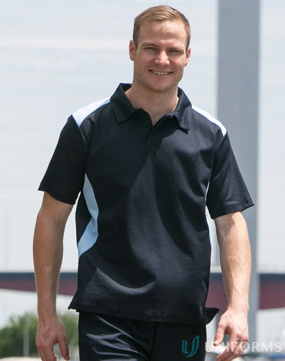 Black and light blue Winning Spirit TrueDry Winner Polo short sleeve polo for sporty style