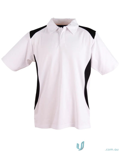 White and black short sleeve polo from Winning Spirit TrueDry Winner Polo collection