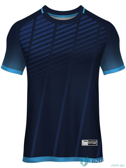 Dark blue athletic T-shirt from TS131 Custom T-Shirt made with sublimated sports fabric