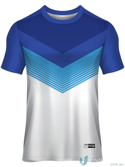 Blue and white chevron T-shirt from TS138 Custom T-Shirt made with sublimated sports fabric