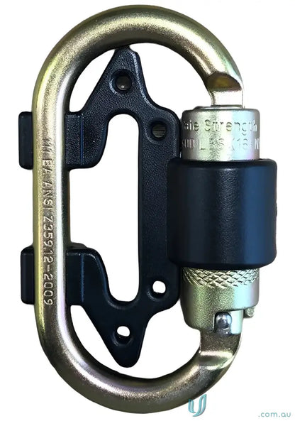 Locking carabiner with black plastic attachment for workwear and uniforms karabiner connector