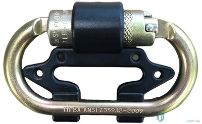 Metal safety connector with black plastic parts for Twin ZMIC02 Retractable Lanyard Karabiner Connector in workwear