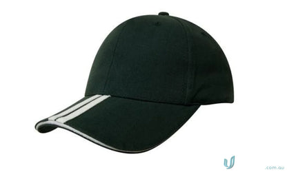 Dark green Two Striped Peak and Sandwich Cap with white striped peak for a cool look