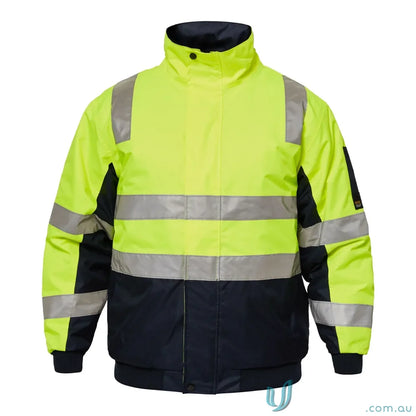 High-visibility work jacket with reflective stripes from Workcraft Typhoon Hiviz Taped series
