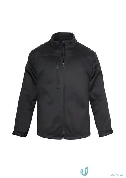 Black U:Tech SoftShell Jacket with high collar, zip pockets, made from biz tech™ fabric