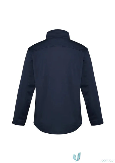 Navy blue Biz Collection mens Softshell Jacket J3880 with Biz Tech fabric and stand-up collar