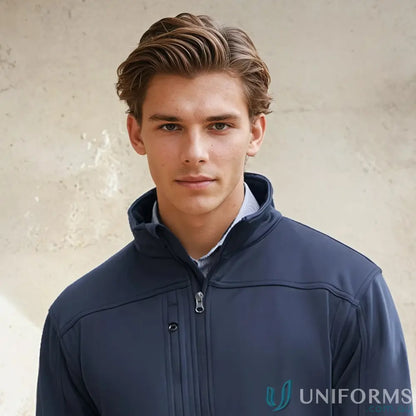 Young man in U:Tech SoftShell Jacket from Biz Collection Mens with Biz Tech fabric
