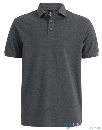 Gray short-sleeved polo shirt made from ps71 ultrafine cotton pique fabric