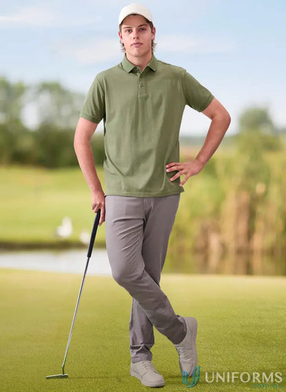 Man in golf attire wearing PS71 Ultrafine Cotton Pique Polo shirt