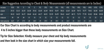 Clothing size chart for Unisex 2 Pocket Scrub Set with Chest Pocket for Aged Care