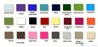 Color swatch chart for Unisex 4 Pocket Scrub Set with built-in pencil holder and chest pocket