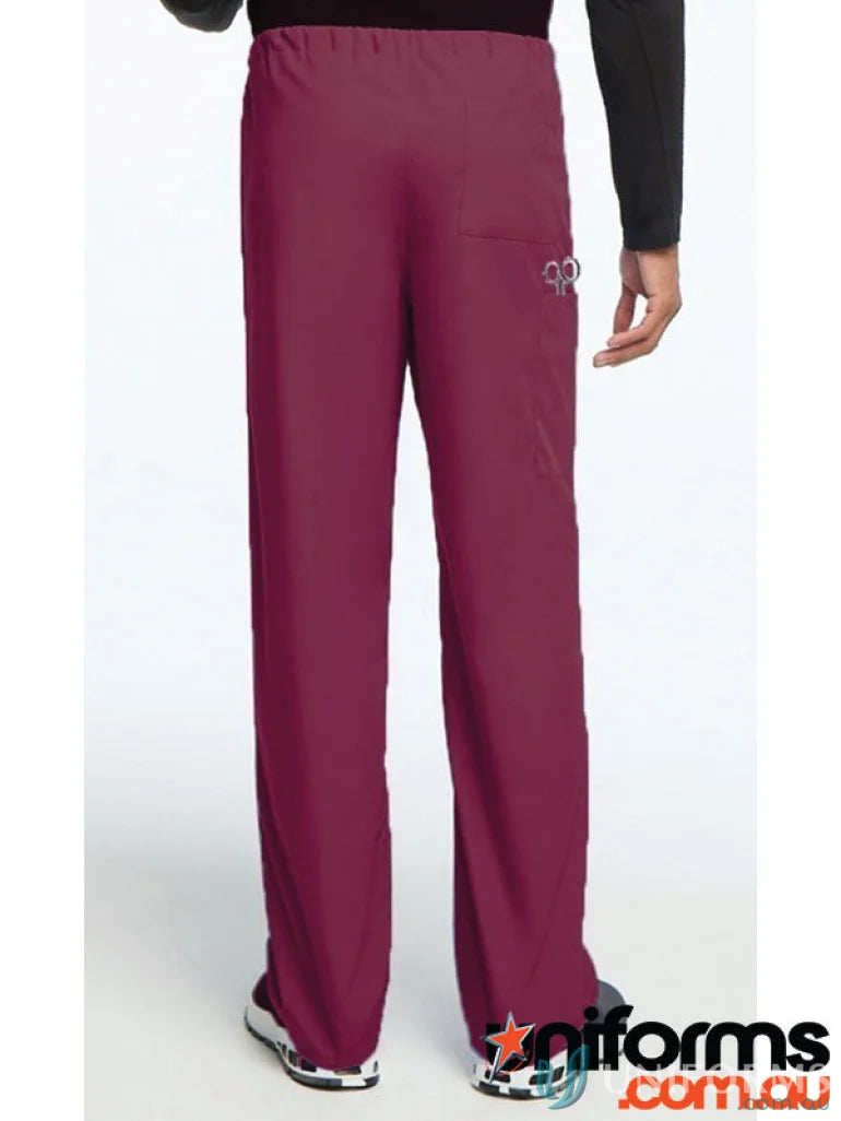 Maroon unisex scrub set with chest pocket and built-in pencil holder for professionals