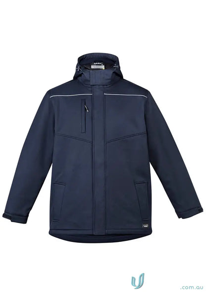 Navy blue unisex Antarctic Softshell Jacket with storm flap coat design