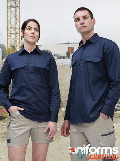 Unisex Cool Breeze Closed Front LS Work Shirt with matching shorts for a cool, winning spirit look