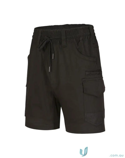 Black cargo shorts from WP29 Unisex Cotton collection, made of cotton stretch drill