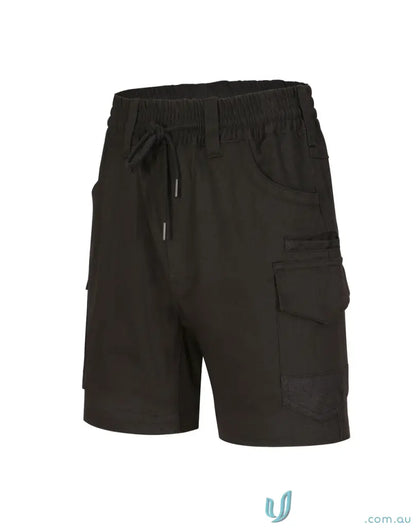 Black cargo shorts from WP29 Unisex Cotton collection, made of cotton stretch drill