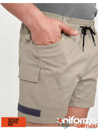 Khaki unisex cotton stretch drill work shorts from WP29 Unisex Cotton collection