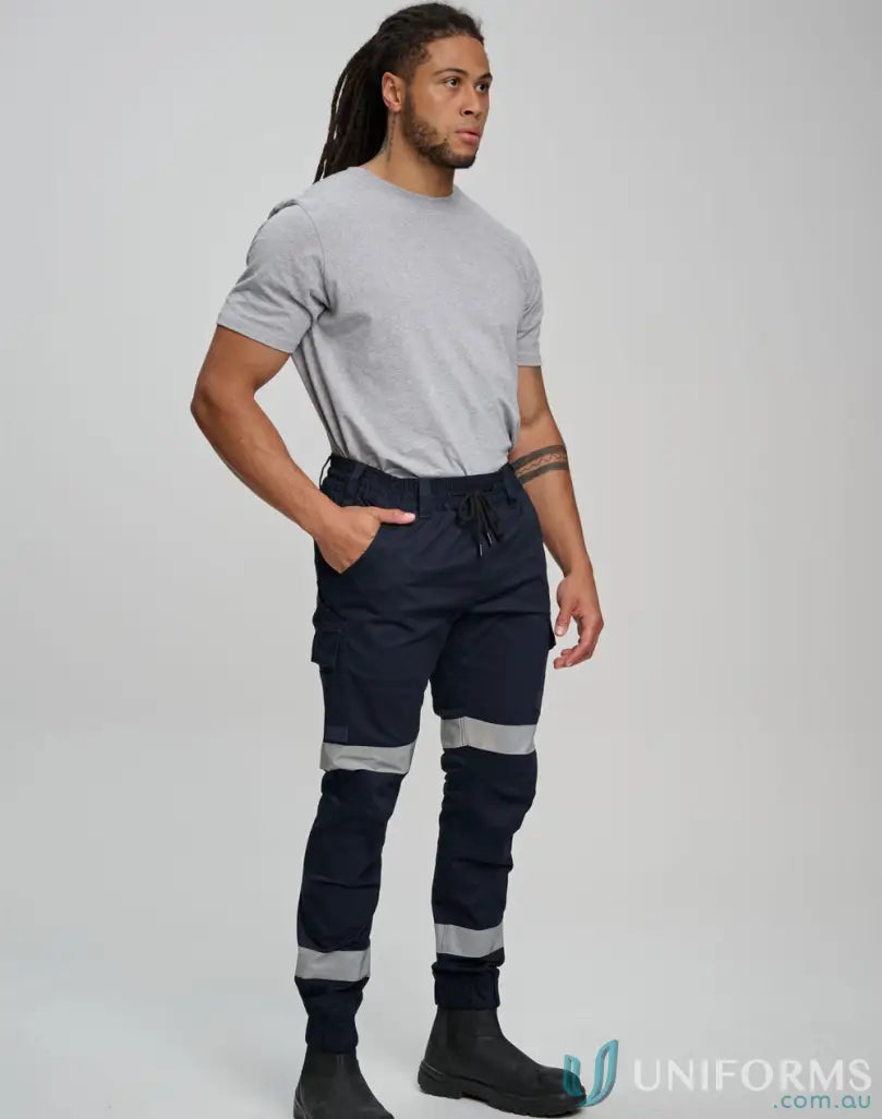 Man in cotton stretch drill cuffed work pants WP28HV for tough jobs