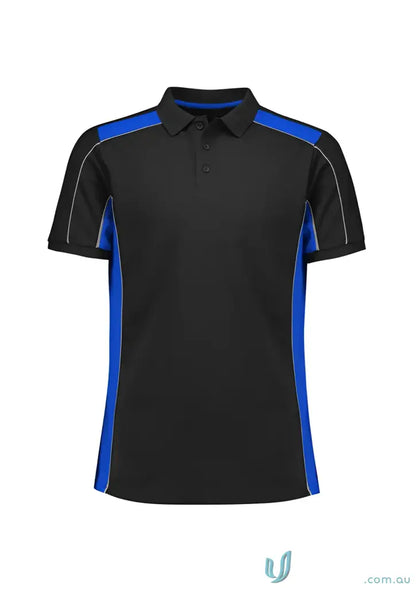 Black and blue grid polo shirt from Unisex Grid Polo P413US made of recycled polyester for all-day comfort