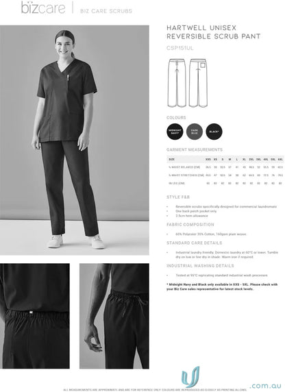 Unisex Hartwell Reversible Scrub Pant showing reversible scrub pant style and comfort