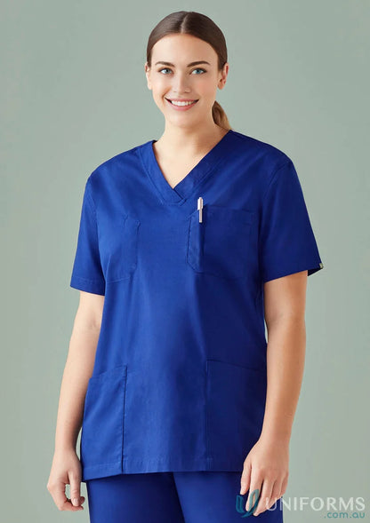 Unisex Hartwell Reversible Scrub Top in Blue for Men’s Scrub Tops and Healthcare Professionals