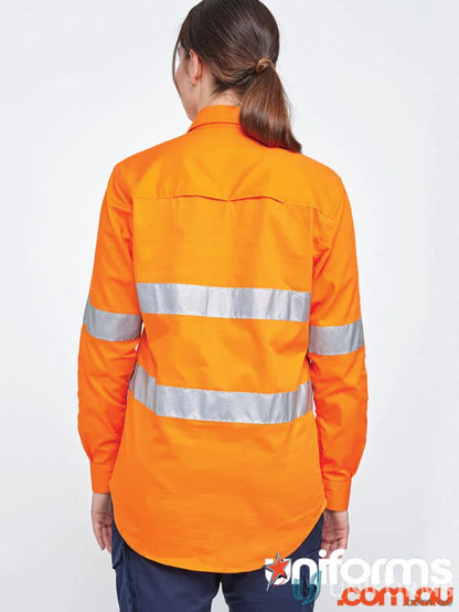 Orange hi-vis cool breeze long sleeve work shirt for safety and comfort