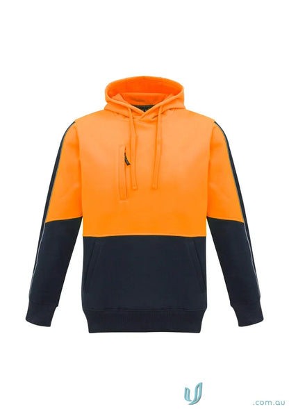 Orange and navy blue vis pullover hoodie from Syzmik Unisex Hi Vis Pullover Hoodie