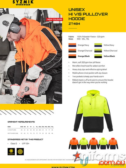 SyZmIk Unisex Hi Vis Pullover Hoodie perfect for safety and style