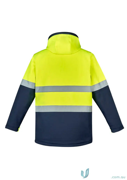 Unisex HiVis Antarctic Softshell Jacket with fleece-lined hand warmers and high visibility