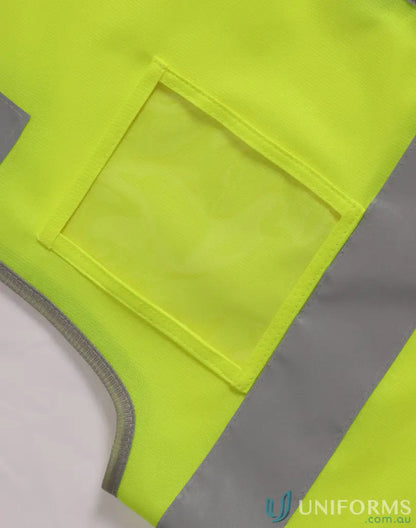Sw04 Hi-Vis neon yellow safety vest with utility pockets and reflective stripes