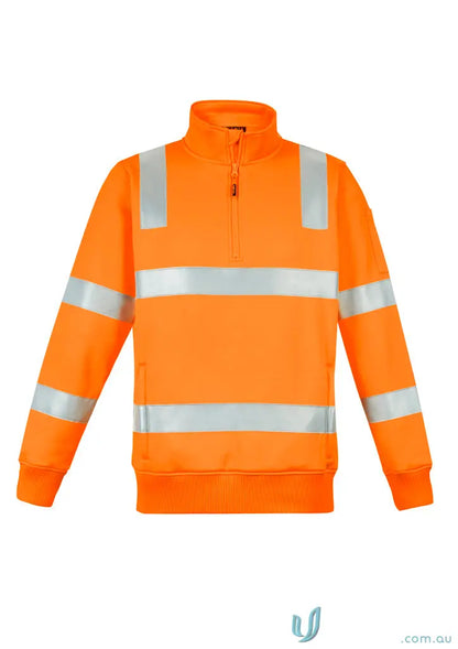 Orange bio motion reflective high-vis VIC Rail zip pullover delivers safety and style