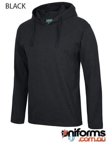 Unisex LS Hooded Tee long sleeve hooded black hoodie 190gsm ring-spun jersey stay comfortable