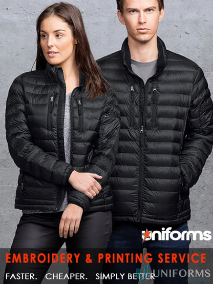 Black Unisex Mogul Puffa Jacket showcasing super packable lightness and stylish warmth
