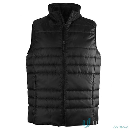 Black unisex Packlite vest with concealed hood and ripstop fabric for outdoor adventures