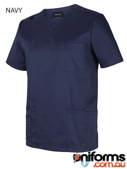 Navy blue unisex premium scrub top with pen compartment for medical professionals