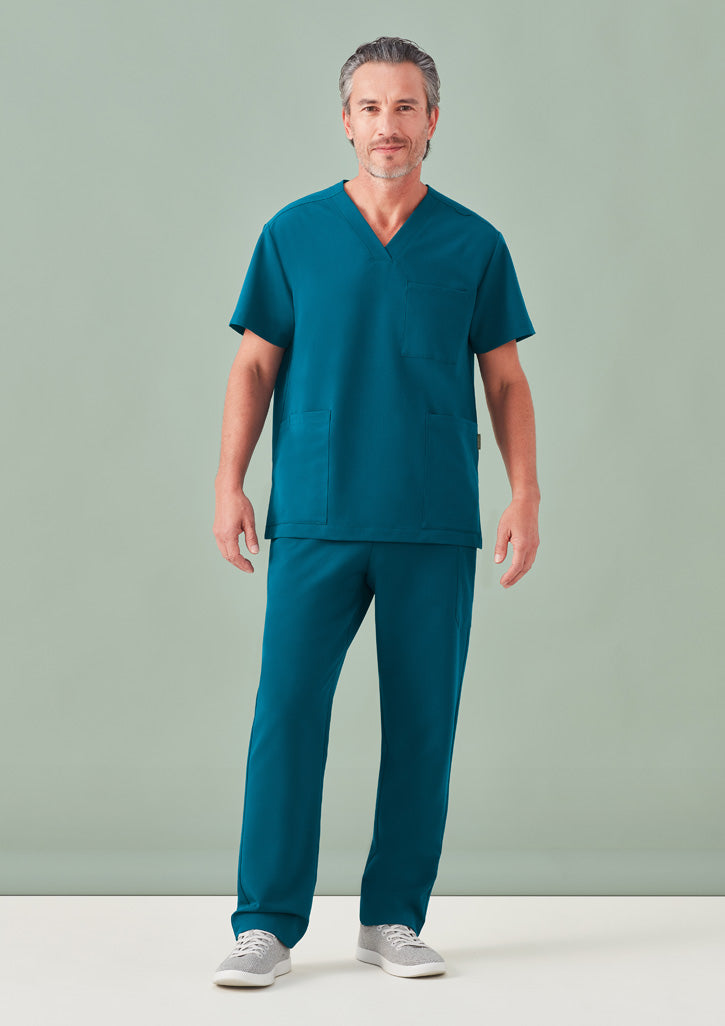 Teal unisex Pulse straight leg scrub pant with v-neck top