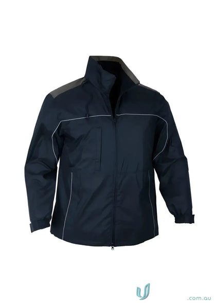 Unisex Reactor Navy Blue Waterproof Jacket with Grey Accents for Windy Outdoor Events