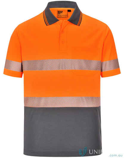 Orange and gray SW85 Unisex Cooldry Segmented Polo with matching colour buttons