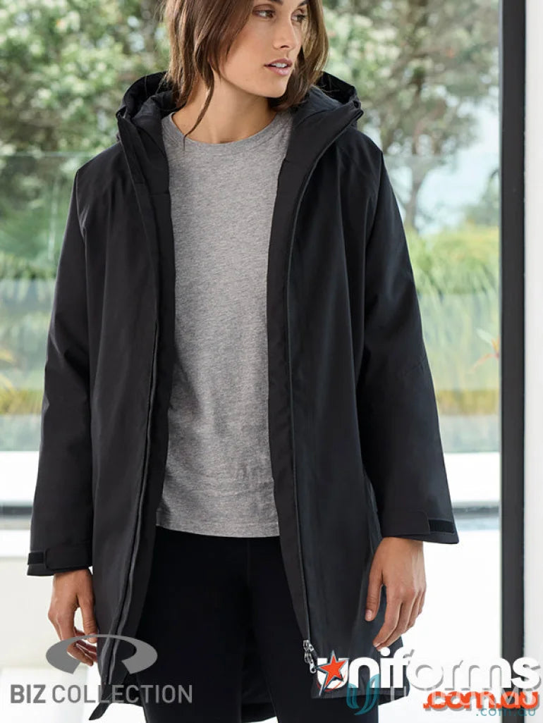 Unisex Sphere Jacket black hooded raincoat with waterproof features and recycled polyester lining