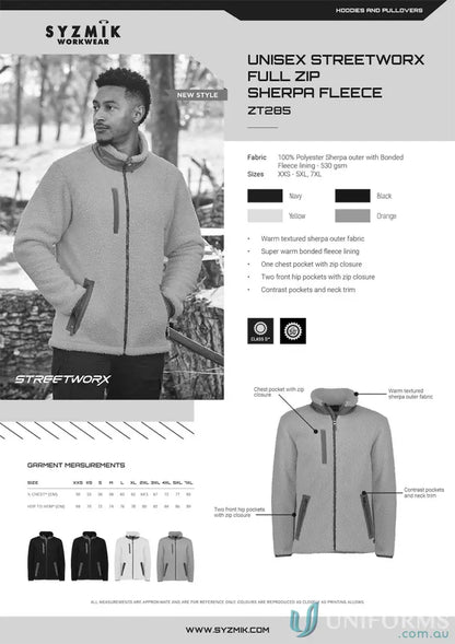 Unisex Streetworx zip sherpa fleece jacket with chest and hip pockets super warm fleece zt285