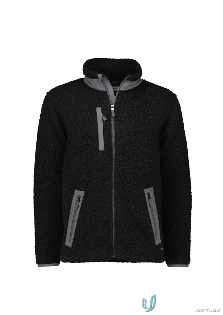 Unisex Streetworx Full Zip Sherpa Fleece with black fleece zt285 and zippered pockets
