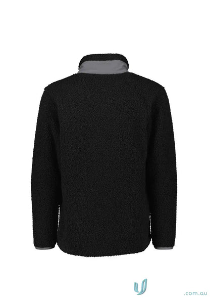 Black fleece zt285 zip sherpa fleece pullover with grey collar and cuffs, super warm style