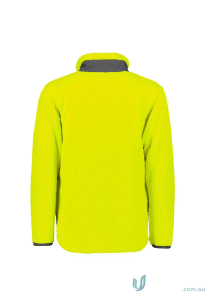 Bright yellow zip sherpa fleece jacket with gray collar and dark cuffs, super warm Fleece ZT285