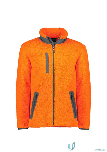 Orange fleece jacket with gray zippers from Zip Sherpa Fleece ZT285, super warm and cozy