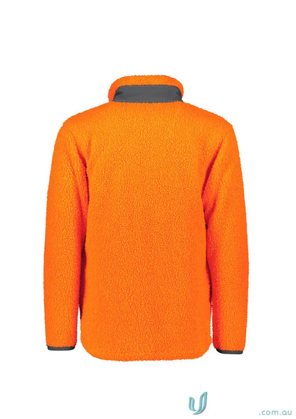 Orange fleece zt285 zip sherpa fleece with dark gray collar and cuffs, super warm style