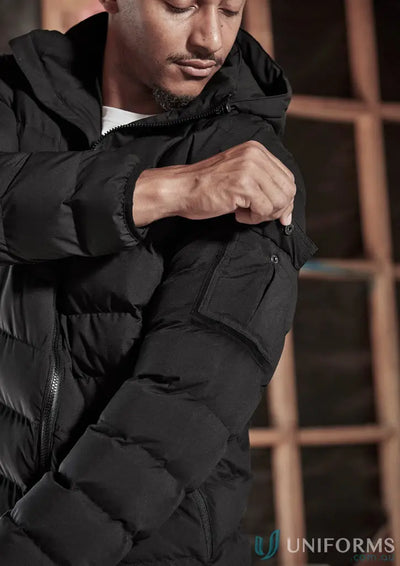 Black Black hooded puffer jacket from Unisex Streetworx Hooded Puffer Jacket collection