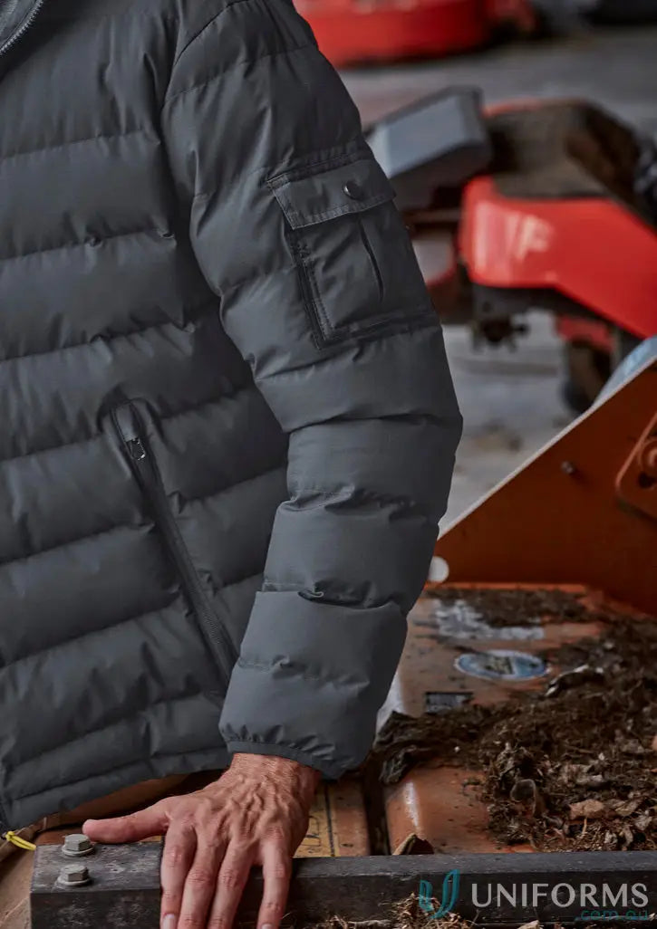 Padded gray unisex Streetworx Hooded Puffer Jacket for casual street style