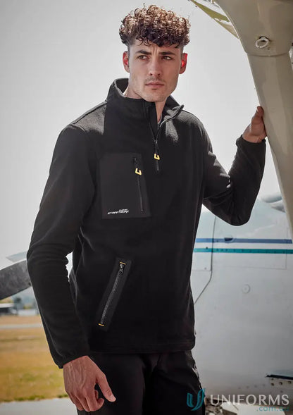 Black Unisex Streetworx Lightweight zip polar fleece jacket with zip pockets, stay warm