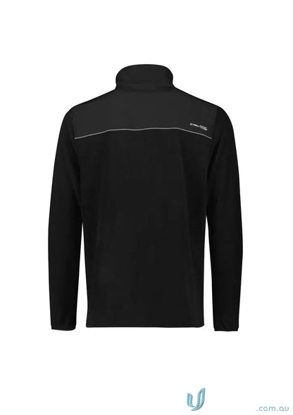 Black unisex Streetworx Lightweight zip polar fleece jacket with reflective stripe