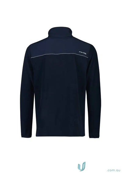 Dark blue Unisex Streetworx Lightweight zip polar fleece jacket with high collar and reflective stripe